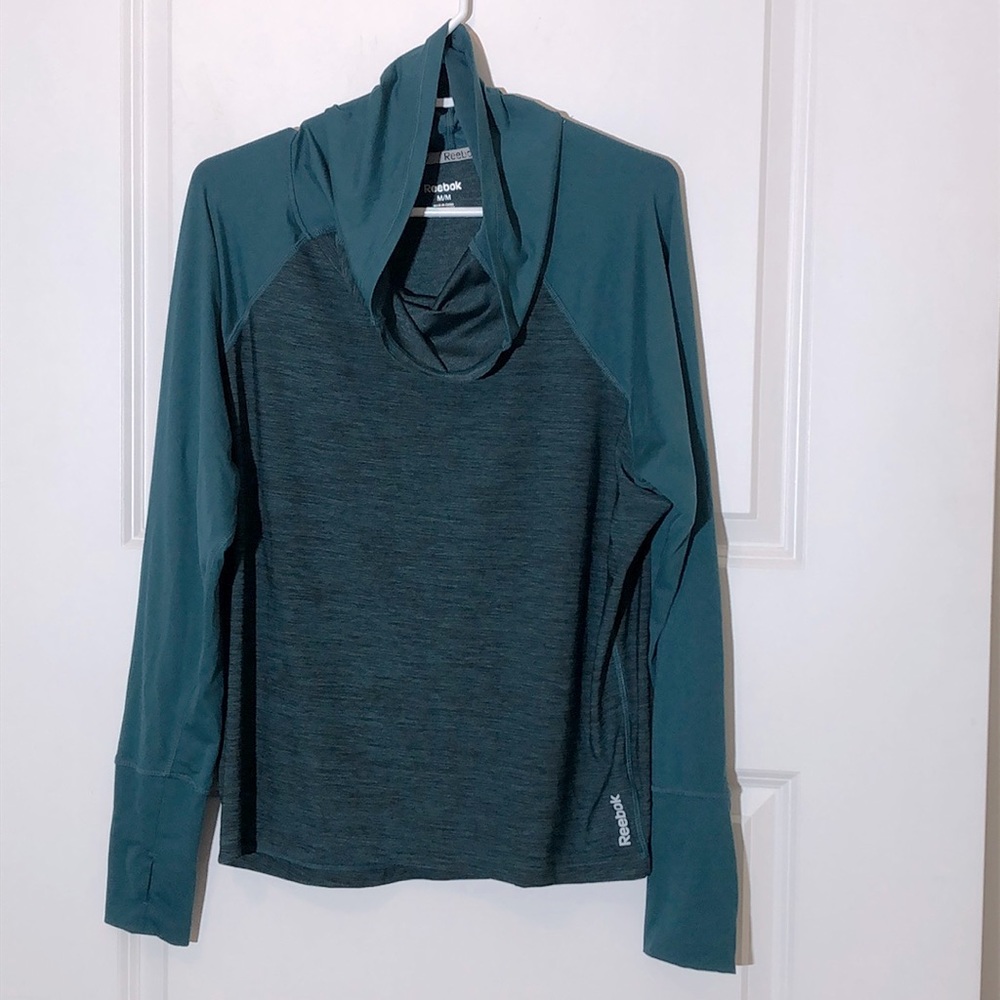 Reebok Funnel Neck Jade Running Shirt Medium Activewear Workout